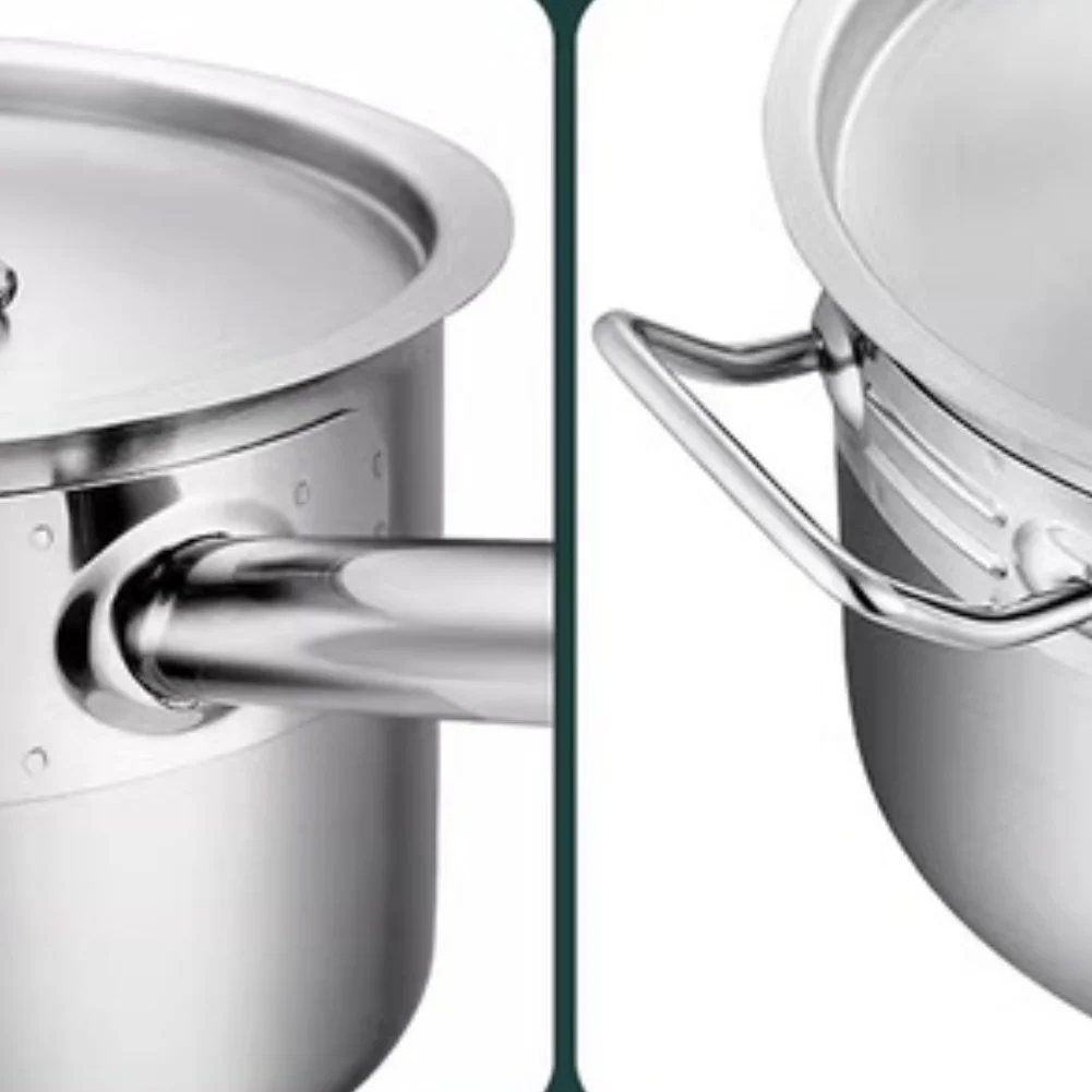 Thickened Composite Bottom Silver Stainless Steel Soup Pot Premium Stainless Steel High-temperature Resistance