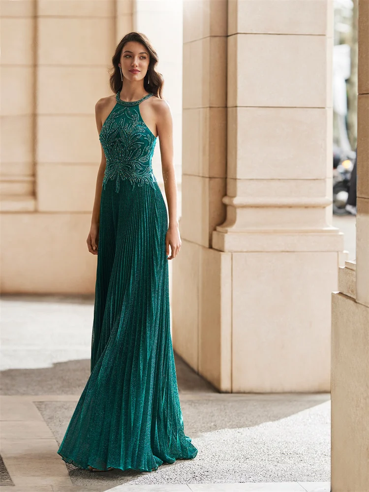 Trumpet / Mermaid High Neck Floor-Length Back Zipper Satin Prom Dresses With Applique Dresses For Women Party Wedding Evening