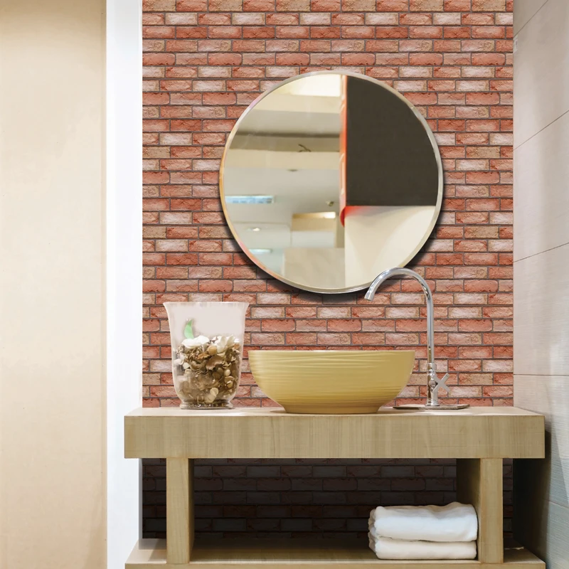 10Pcs Self Adhesive Waterproof 3D Wall Panels Peel and Stick Subway Tile Brick Wallpaper Retro Sticker for Bathroom Fireplace