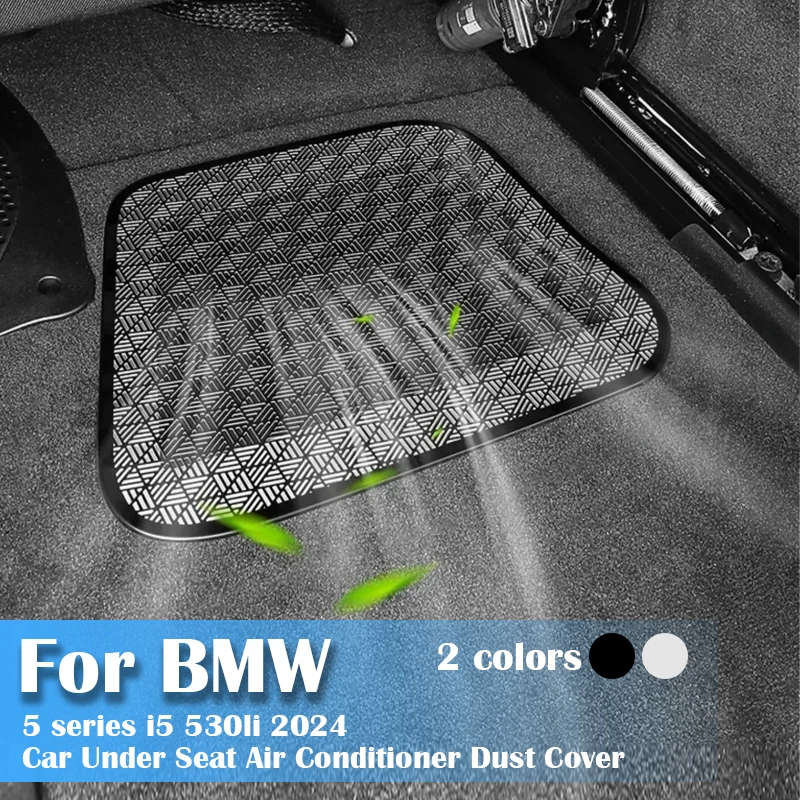 

For BMW I5 530li G60 2024 Interior Black Stainless Steel 2-piece set Air Outlet Mask Under Seat Vent Protection Cover
