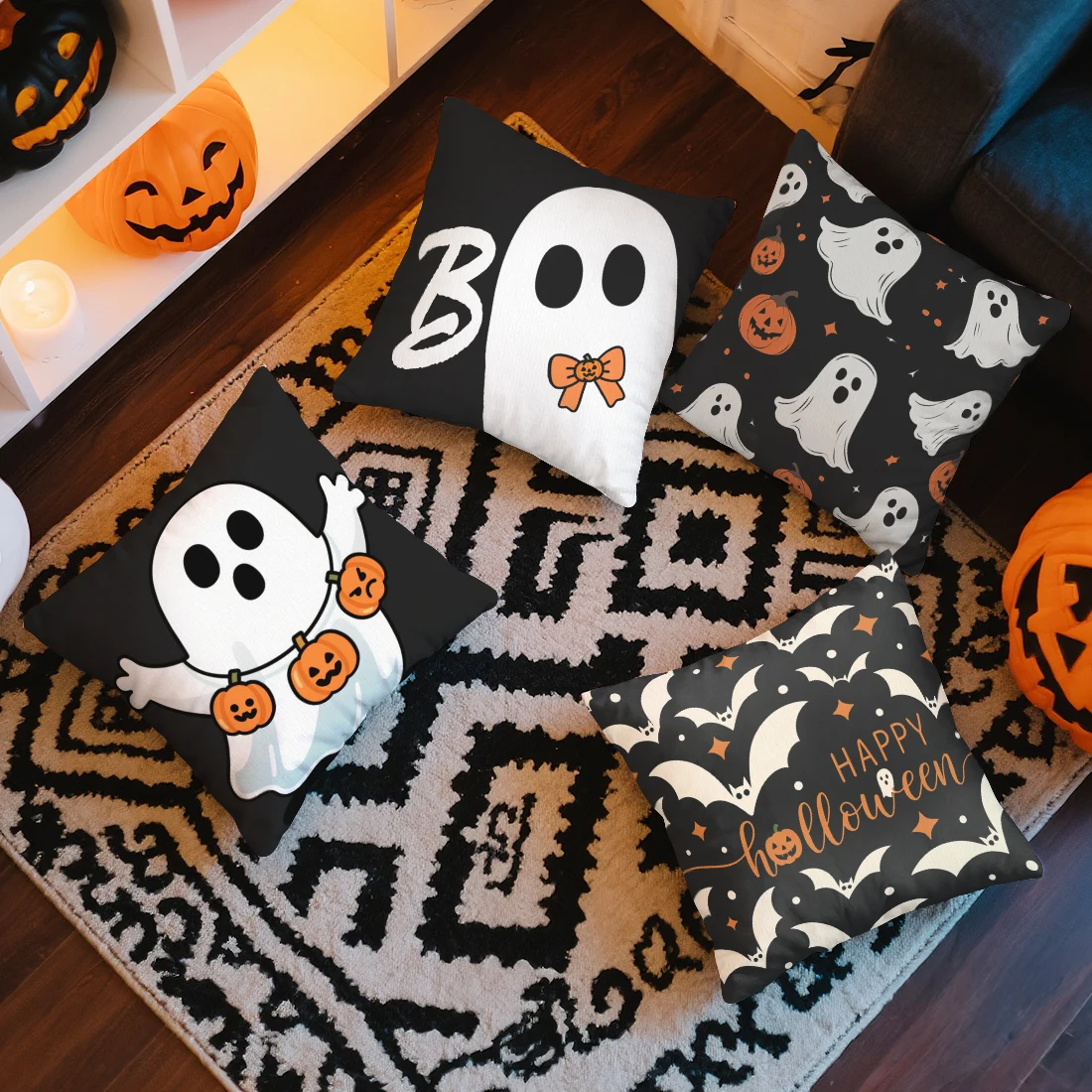 

Halloween Ghost Cushion Pillowcase Printed Polyester 45x45cm Throw Pillowcover Decorative Sofa Cushion Pillowslip Home Decor
