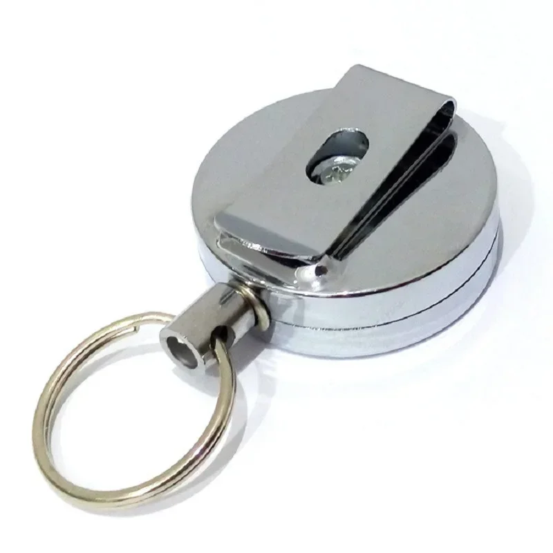 High resilience telescopic steel wire rope metal buckle anti-theft key chain