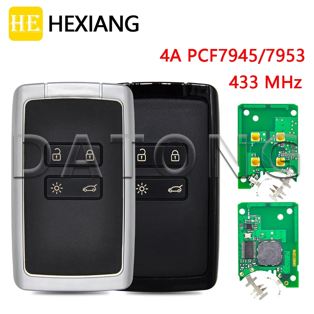 

HE Xiang Car Remote Control Key For Renault Megane4 Talisman Espace 5 Kadjar 4A PCF7953M 433.9FSK Auto Smart Card Promixity