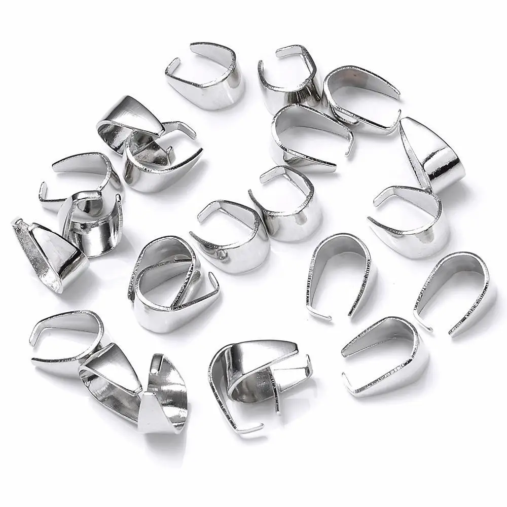50Pcs/Lot Gold Silver Color Pendant Pinch Bail Clasps Necklace Hooks Clips Connector For DIY Jewelry Making Findings image 2