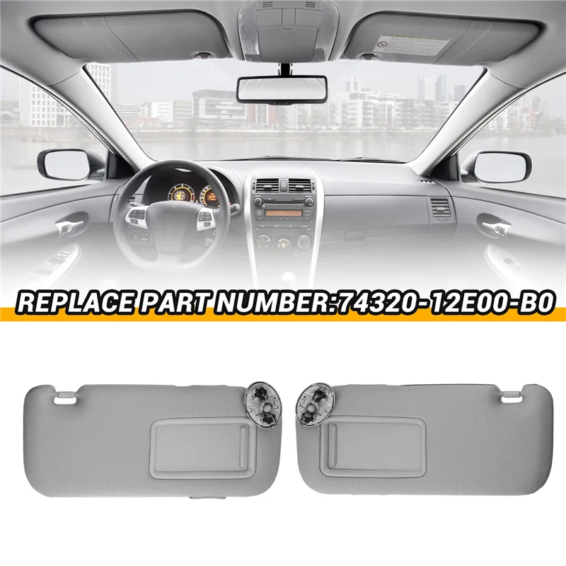 

For Toyota Corolla 2007 - 2013 Car Interior Sun Visor With Mirror Grey Sun Shade Left Right Driver Passenger Side-ABQF