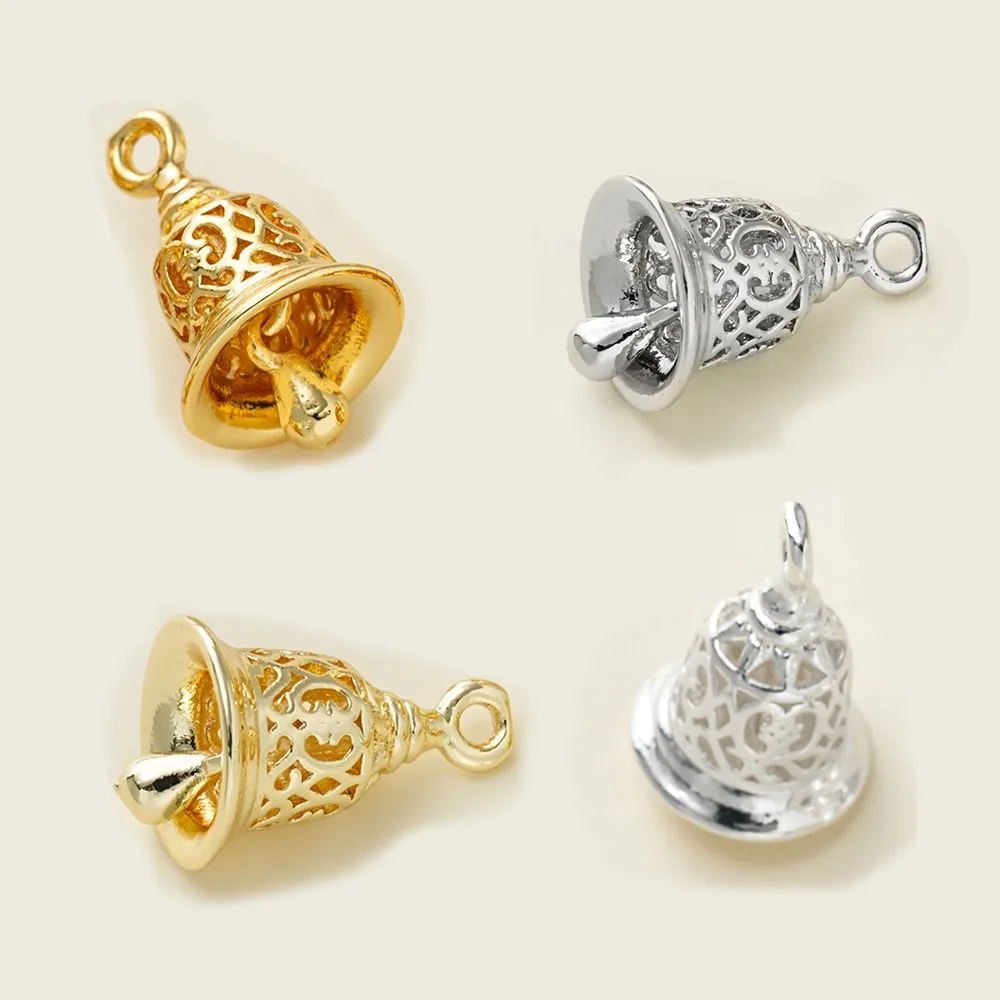 

1Piece 18K/14k Gold-plated Copper Hollowed Bell Pendant For DIY Beaded Bracelet Necklace Jewelry Making Crafts Accessories