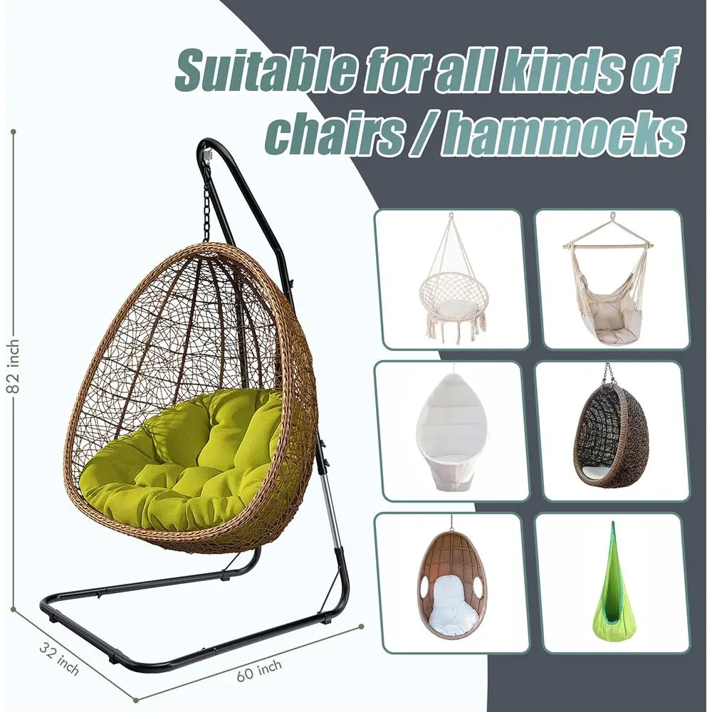 Durable Hammock Chair Stand Hanging Chair Stand- Heavy Duty Steel Sensory Swing Stand- Weather & Rust Resistant- Adjustable Port