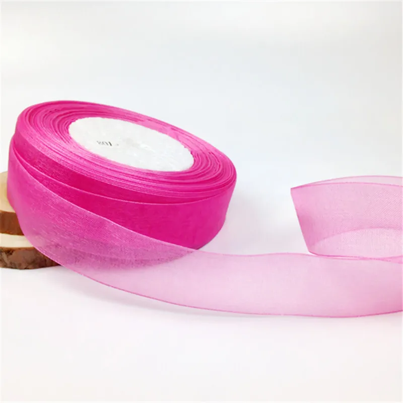 Organza Ribbon for Gift Packing, Wedding Crafts, Christmas Gift Wrap, Handmade DIY, 15mm, 20mm, 25mm, 40mm, 50mm, 50Yards/Roll