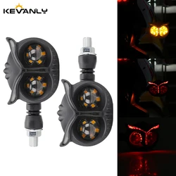 2PCS Owl Style Motorcycle Headlight Turn Signals Light Dual Color Motorcycle Driving Light Headlight Moto Front/Rear Light