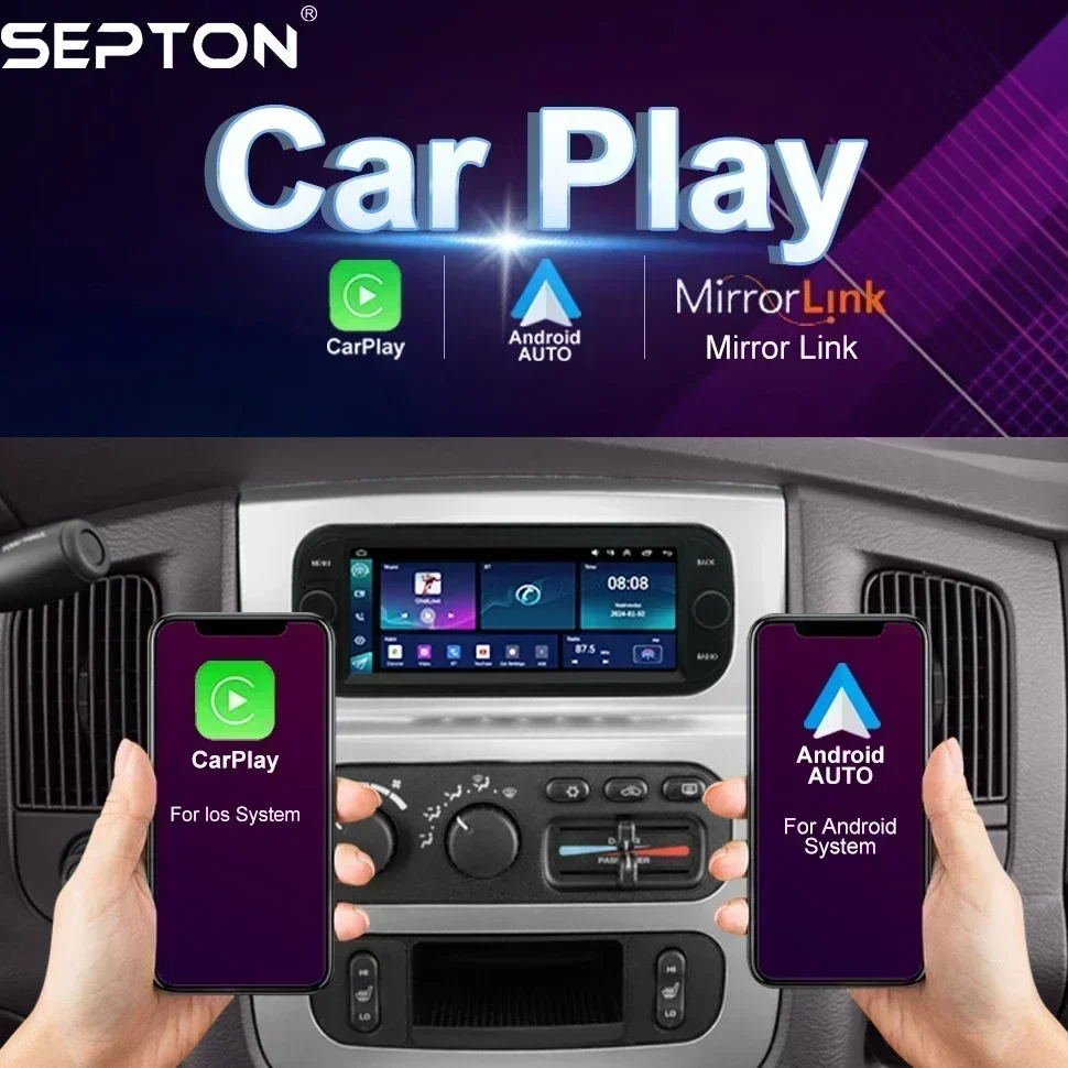 SEPTON Car Radio Stereo for JEEP Grand Cherokee Liberty Wrangler Chrysler 2002-2006 Car Screen Automovie Multimedia Android Auto