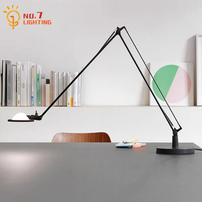 

Designer Industrial Swing Arm Adjustable Desk Lamp LED G4 Aluminum Glass Table Lamp Home Decor Studio Study Reading Bedroom Cafe