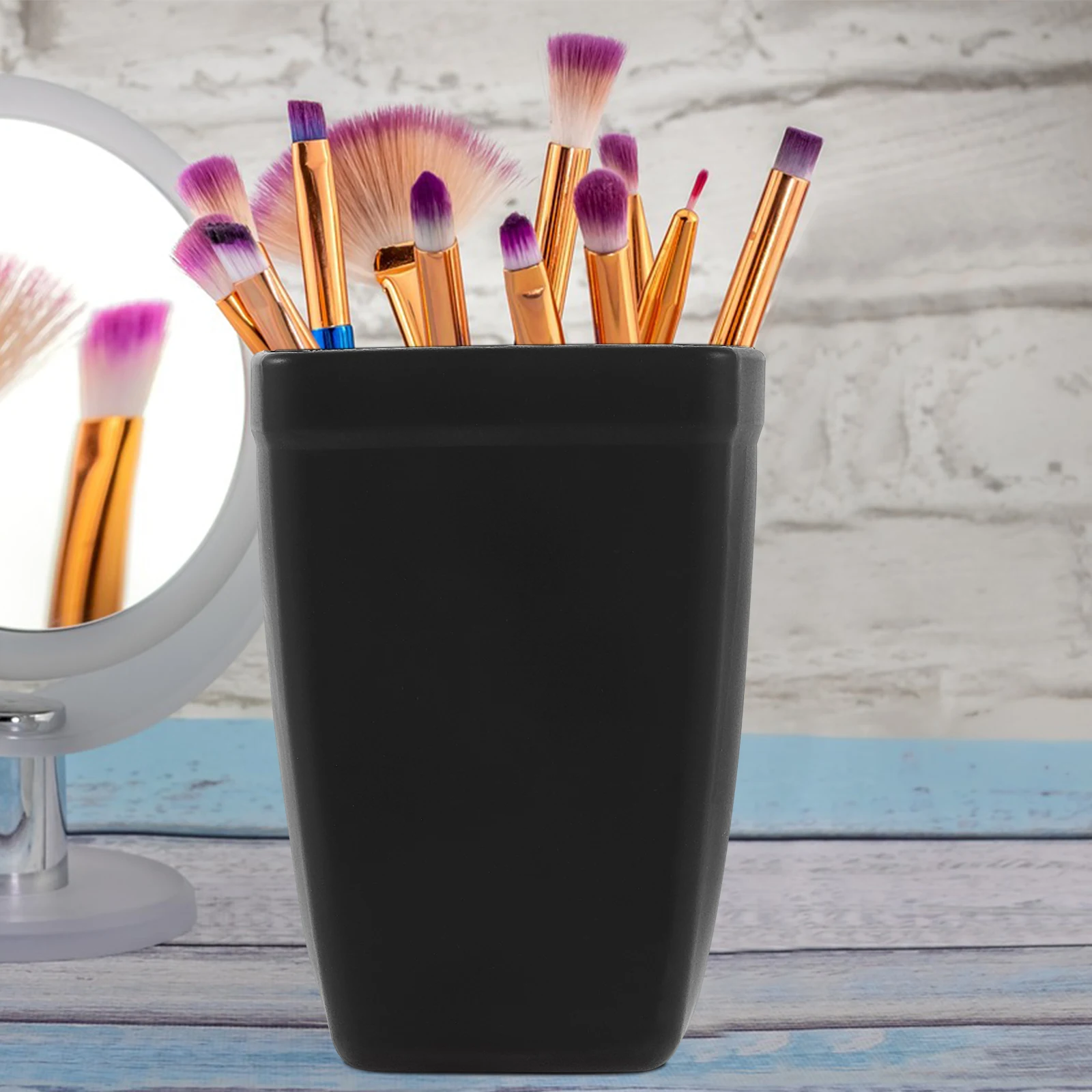 

Silicone Makeup Brush Storage Container With Suction Cup Wall Mounted Hair Tool Organizer For Curling Iron Hair Dryer Bathroom