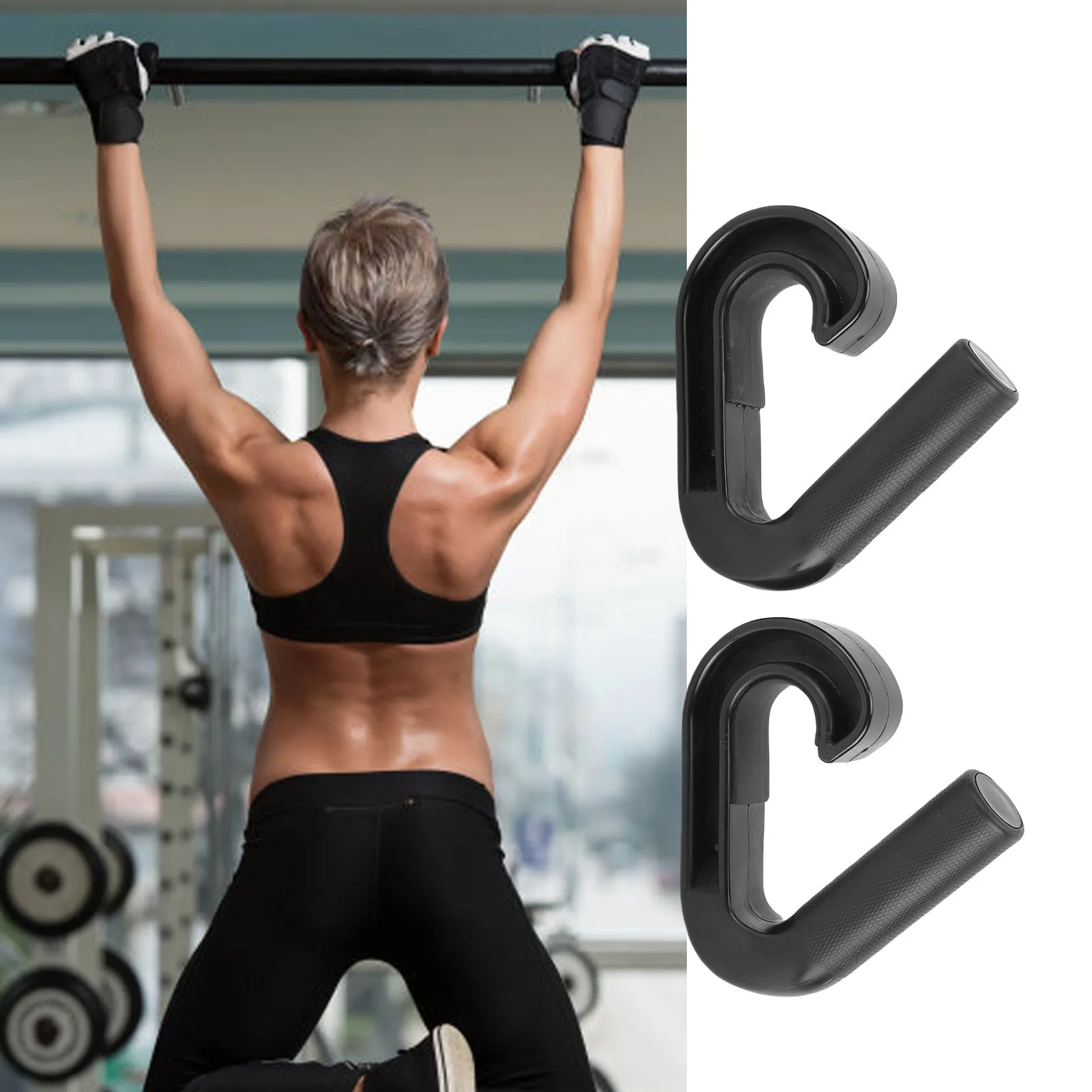 2Pcs Neutral Grip Handles for Pull Up Non Slip Ergonomic Portable Hooks for Barbell Home Gym Fitness Strength Training