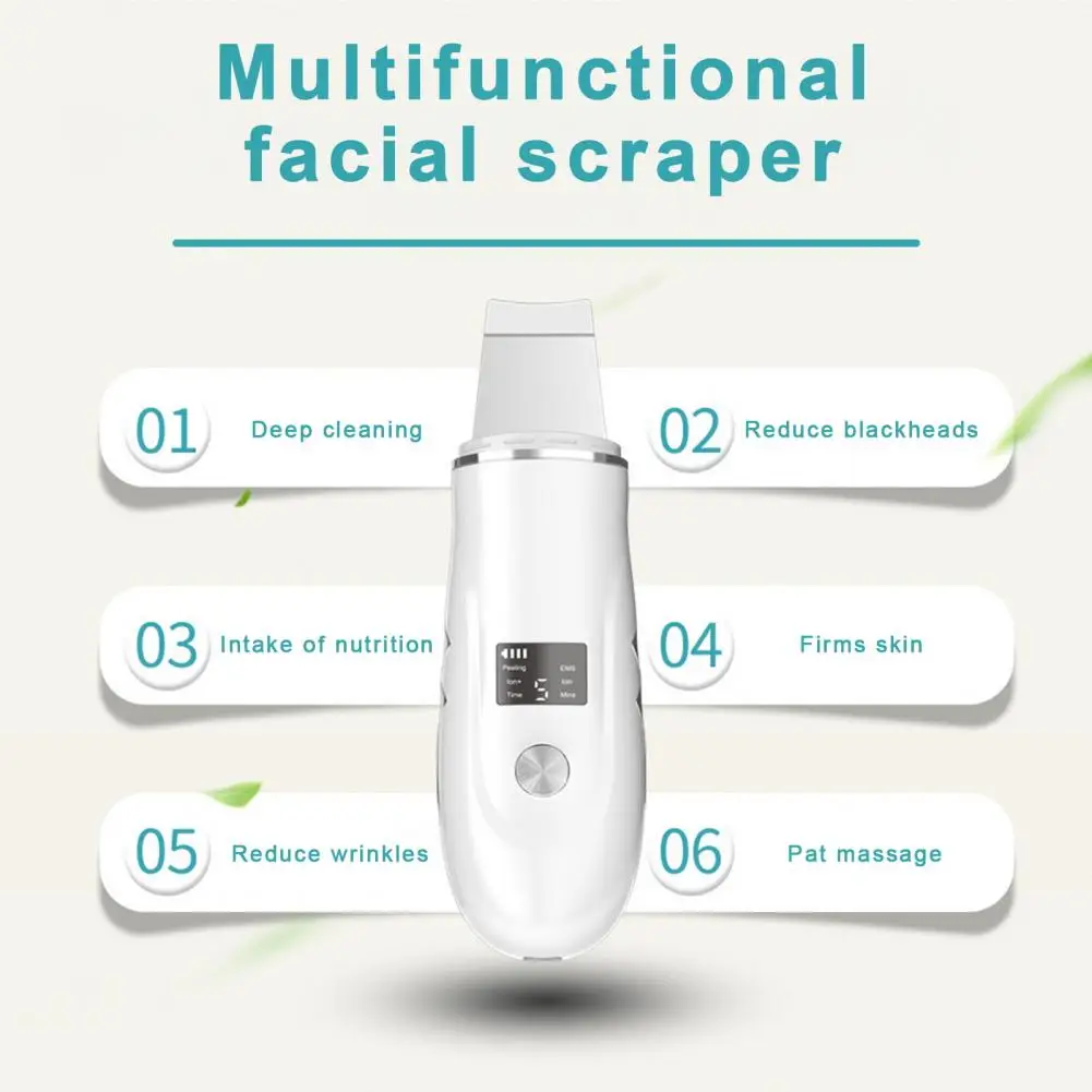 Máquina exfoliante ultrasónica, removedor de espinillas, espátula de depurador Facial para extracción de poros, 4 modos, piel Facial