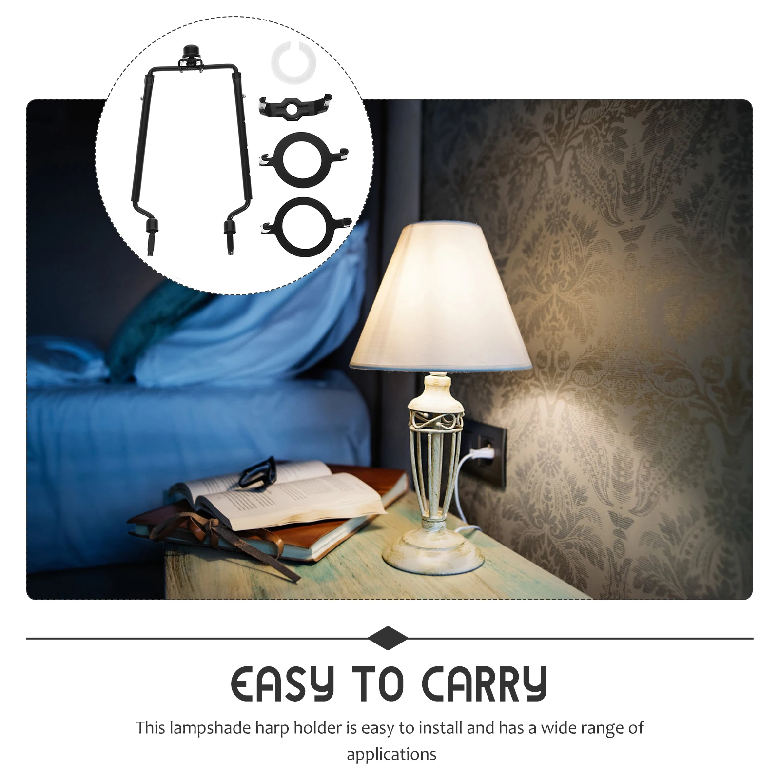 

Horn Bracket Decorative Headlight Harp 9-12 Inch Adjustable Nickel Plated Lampshade Bracket Table Floor Lamp Parts Accessories