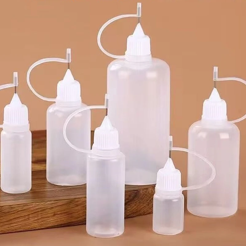 5ml 10ml 15ml 20ml 30ml 100ml 120ml PE Plastic Sealed Squeezable Applicator Bottle Refillable Dropper with Needle Tip Cap Bottle