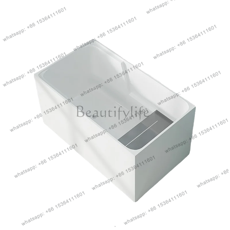 Acrylic home small apartment mini deep bathtub multi-functional seat board simple square independent bathroom bathtub