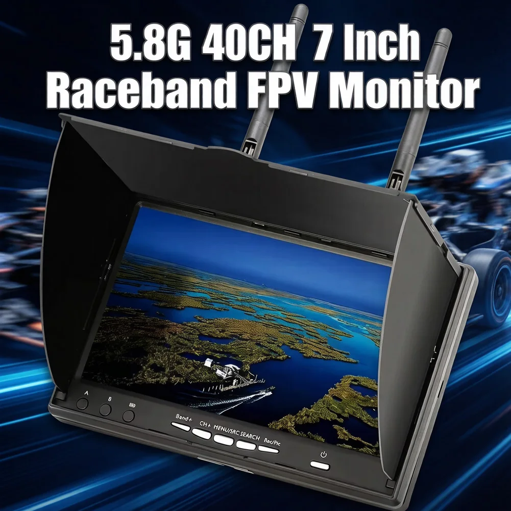 LCD5802D LCD5802S 5802 5.8G 40CH 7 Inch Raceband FPV Monitor 800x480 With DVR Build-in Battery Video Screen For FPV Multicopte