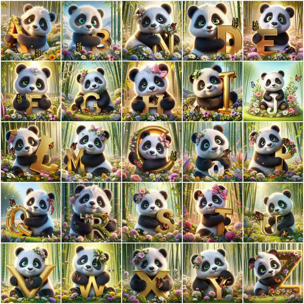 EverShine DIY Diamond Painting Kit Alphabet Panda Animal 5D Embroidery Full Square Round Drill Mosaic Letters Home Leisure Gift
