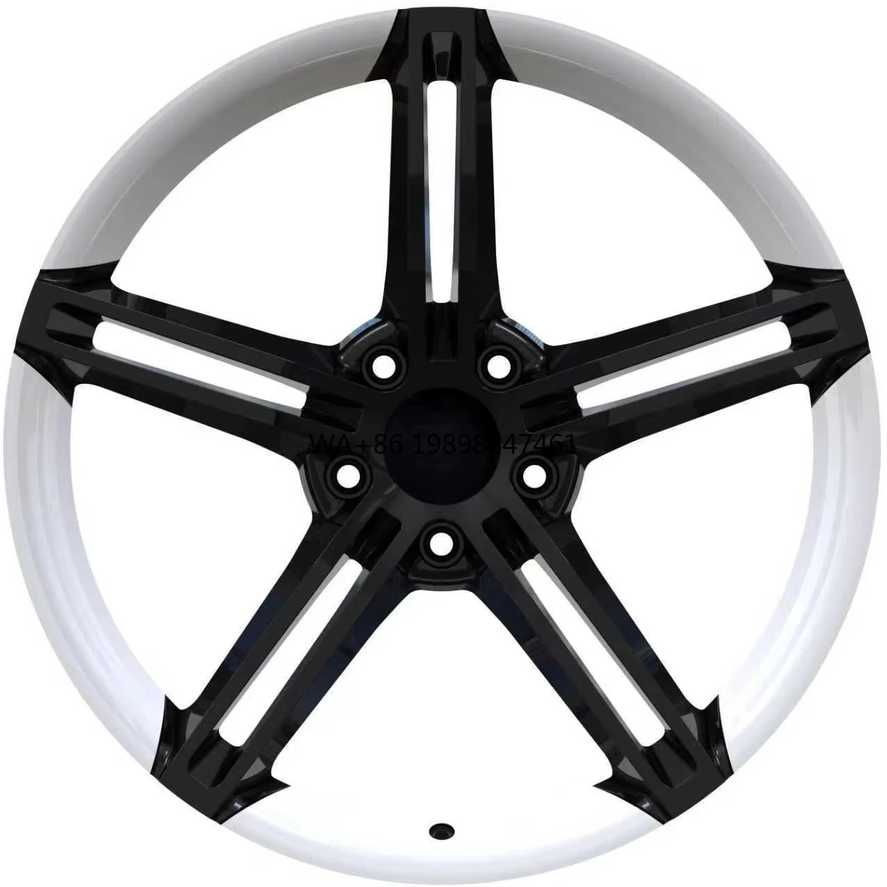 

for Five Spoke Forged Wheel Gloss Black+white Lip Passenger Car Wheel 5x112 5x130 Luxury high-end customization