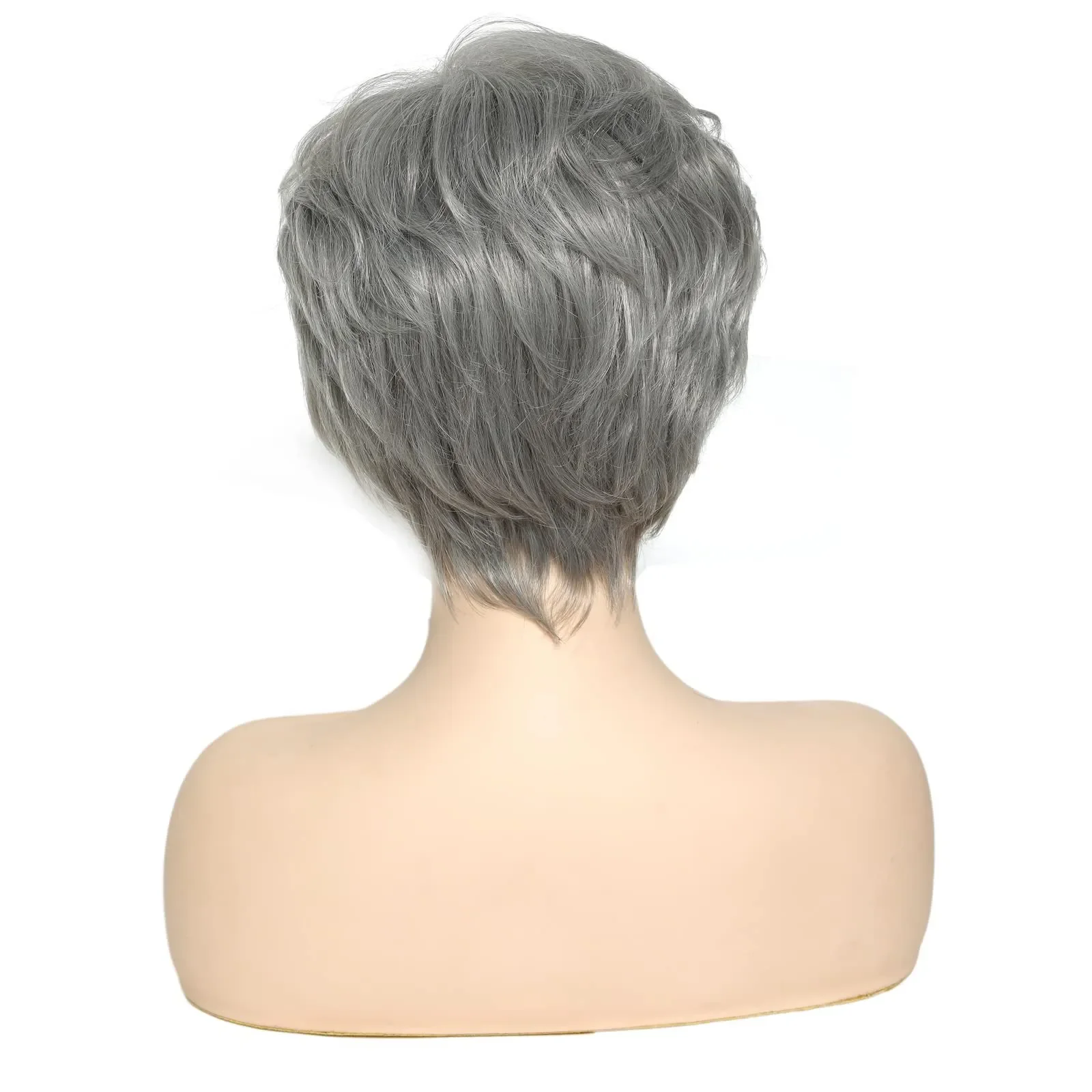 Peluca corta de pelo para mujer, pelo de fiesta de Cosplay, color gris, nueva moda