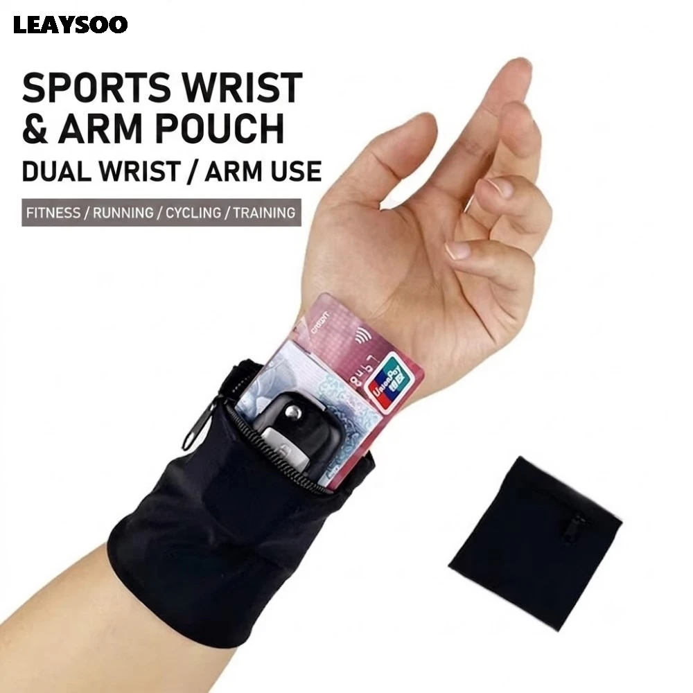 Sports Wrist Wallet Zipper Arm Band Pouch Running Cycling Fitness Wristband Pocket Elastic Hair Tie Scrunchie 1/2/5/10Pcs