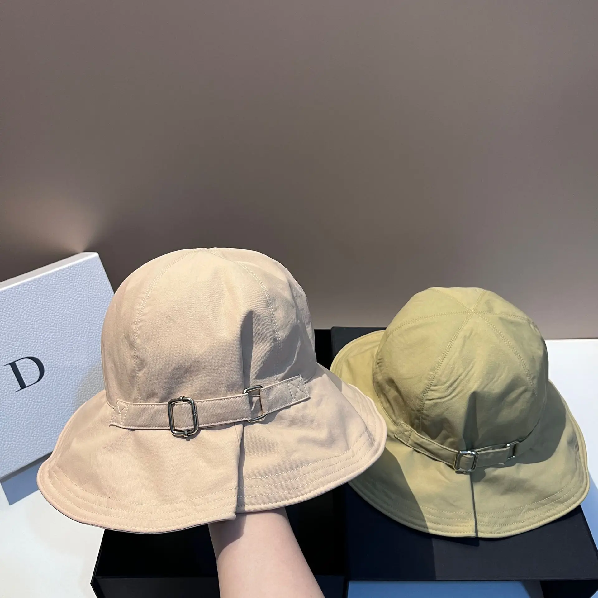 Luxury Women Belt Buckle Bucket Hat Luxury Panama Grace Wide Brim Sun Hats Summer Thin Section Dome Fisherman Hat Foldable