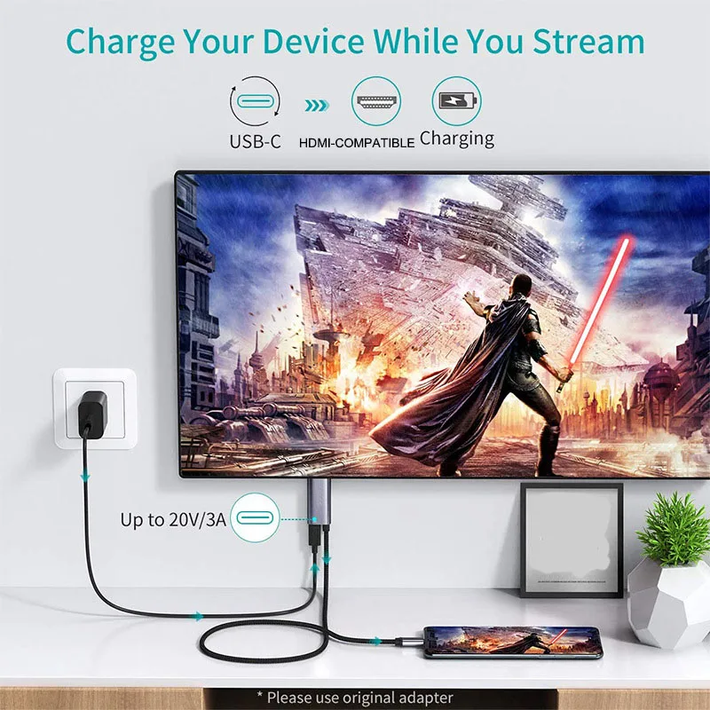 4K 30/60Hz HD Streaming Display TV Stick Dongle Type C naar HDMI-compatibele kabel Mirroring Scherm voor telefoon Tablet naar TV