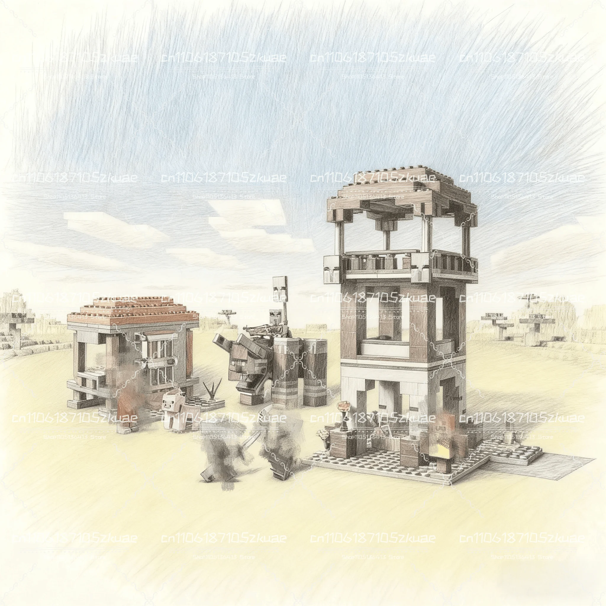 

MOC compatible set, 665PCS Raiders' Beast Raiders' Outpost Assembly Brick Toys, suitable for children's Christmas gifts