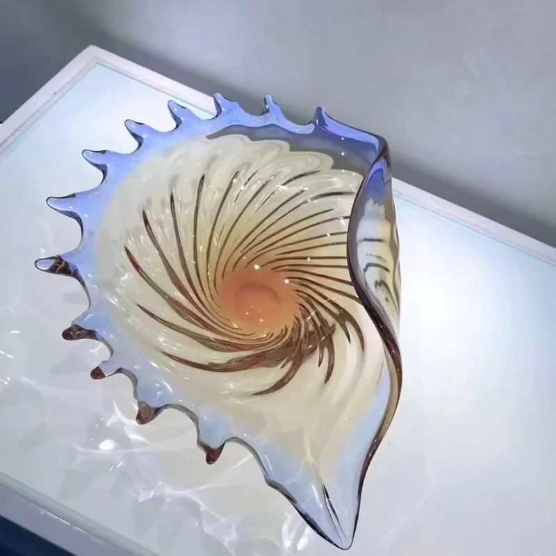 Luxury Glazed Conch Fruit Plate for Living Room Desktop Candy Dried Fruit Storage Ornament Modern Home Decor Model Room