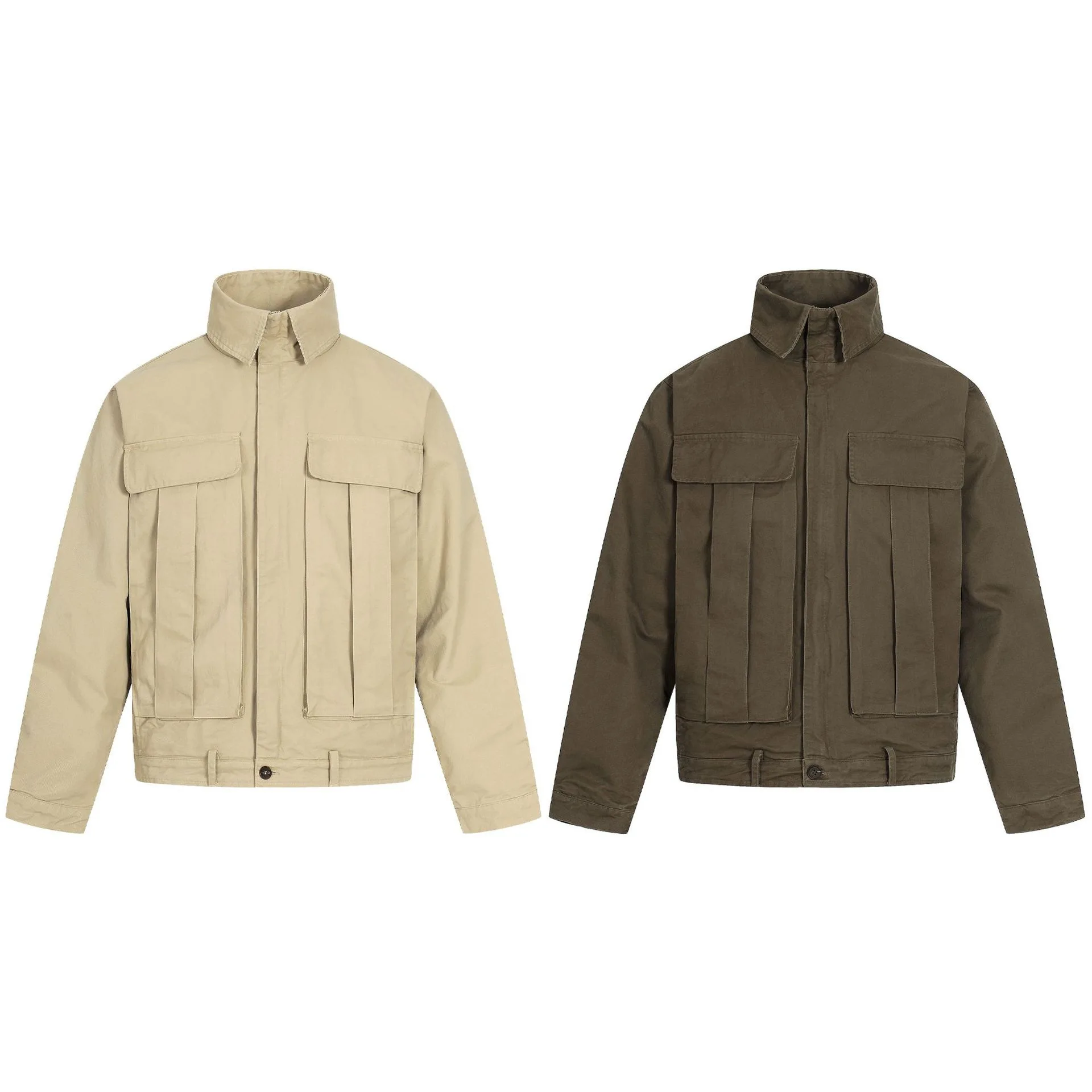 

American Retro Large ket Jaet Long Velvet Cotton Khaki Loose Collar Men's Wear Resistant Coat Upper Apparel