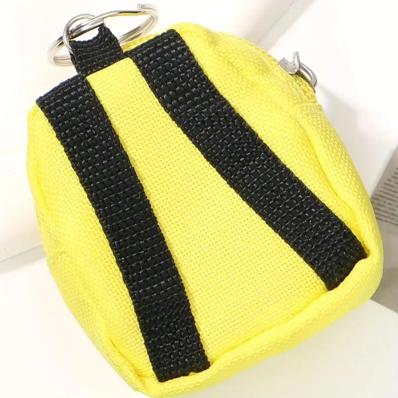Mini-Rucksack-Stil Canvas-Münzbörse mit Schlüsselring und Reißverschluss für die Aufbewahrung kleiner Alltagsgegenstände – Detail 8