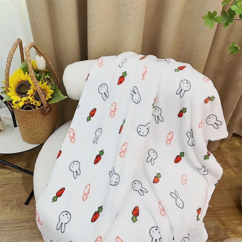 Kawaii Miffy Cute Flannel Soft Warm Blanket Student Office Napping Sheet Baby Quilt Christmas Gift Toy