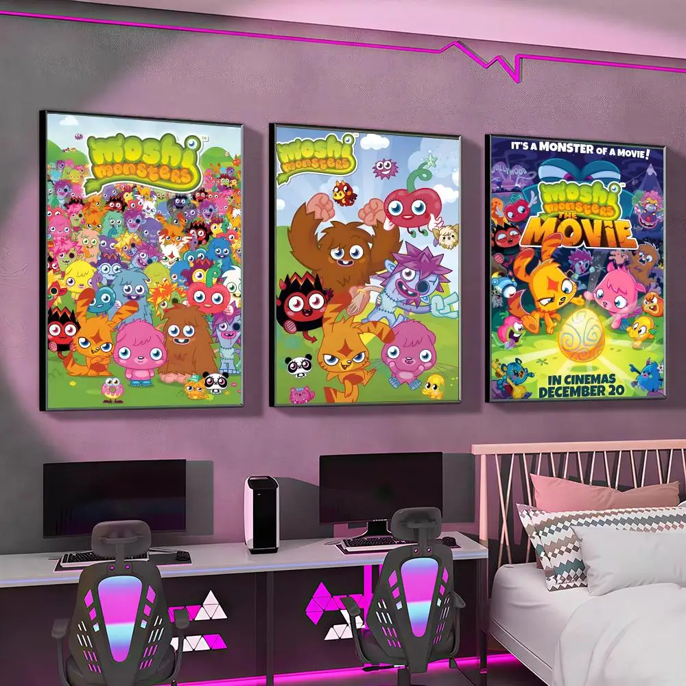 Game M-Moshi Monsters Poster Versatile HD Waterproof Wall Art Self-Adhesive Decor for Any Space Ideal Gift