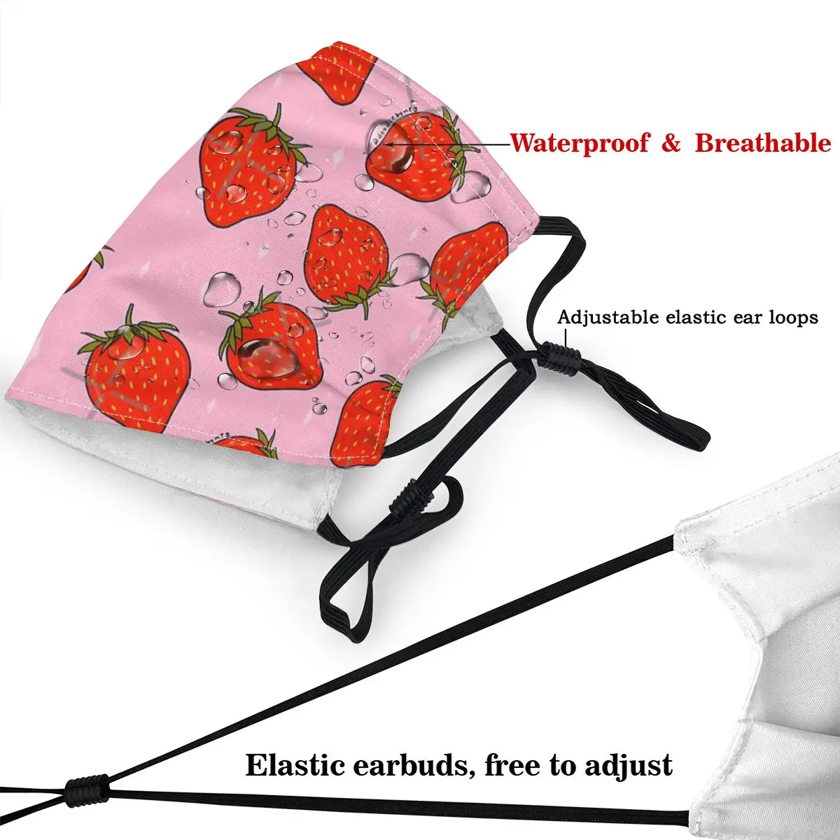 Strawberry Print Fashion Trend Masks Washable Covers