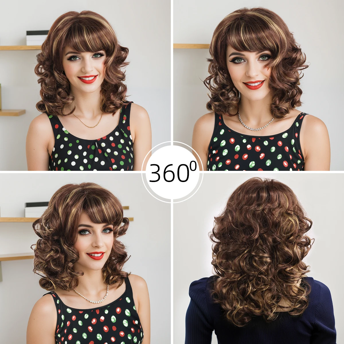 Synthetc Shawl Fluffy Straight Bangs Synthetic Wigs for Women Glue-Free Straight Wigs Are Heat-Resistant and Durable