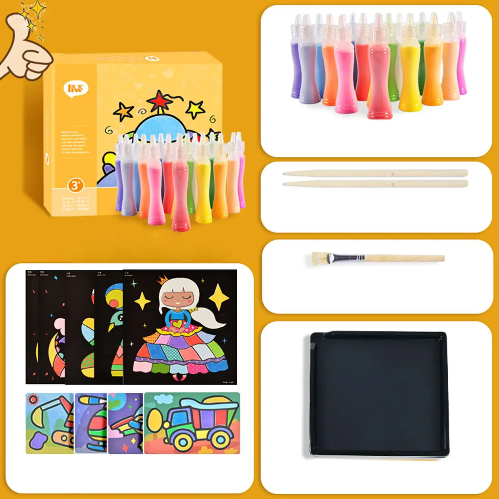 Sand Art Kit Sand Painting Art Crafts Toys Drawing Board Educational Children Cartoon Creative Learning Transfer Sticker