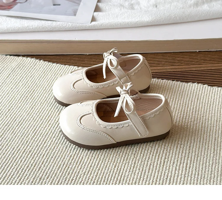 Kinder-Lederschuhe für Mädchen 2026 Frühling&Herbst Neue Mode Koreanischer Stil Weiche Schleife Rutschfeste Modische Prinzessinnen-Schuhe – Detail 11