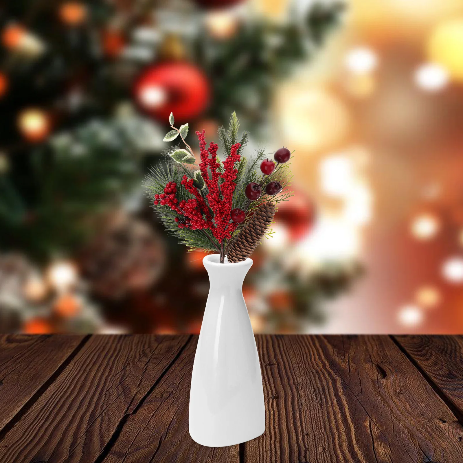 

1 Bunch Fake Berry Branches Simulation Red Berry Pick For Christmas Decorations Diy Party Decor Artificial Plant Stem Pine Cones