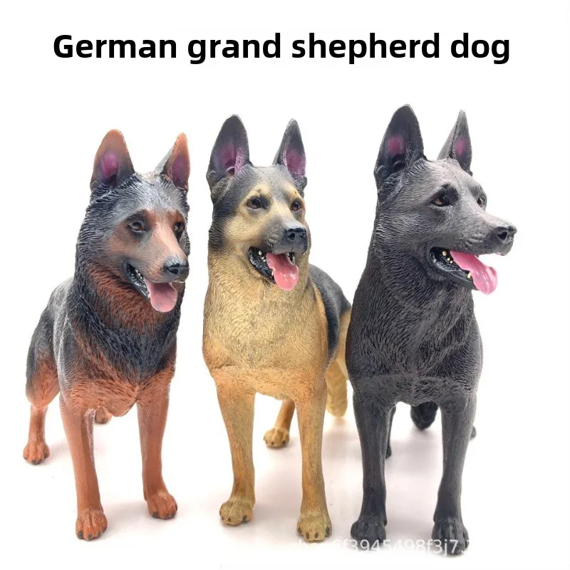 Modelo animal sólido realista de perro pastor alemán extra grande, estatuilla de juguete hecha a mano para decoración