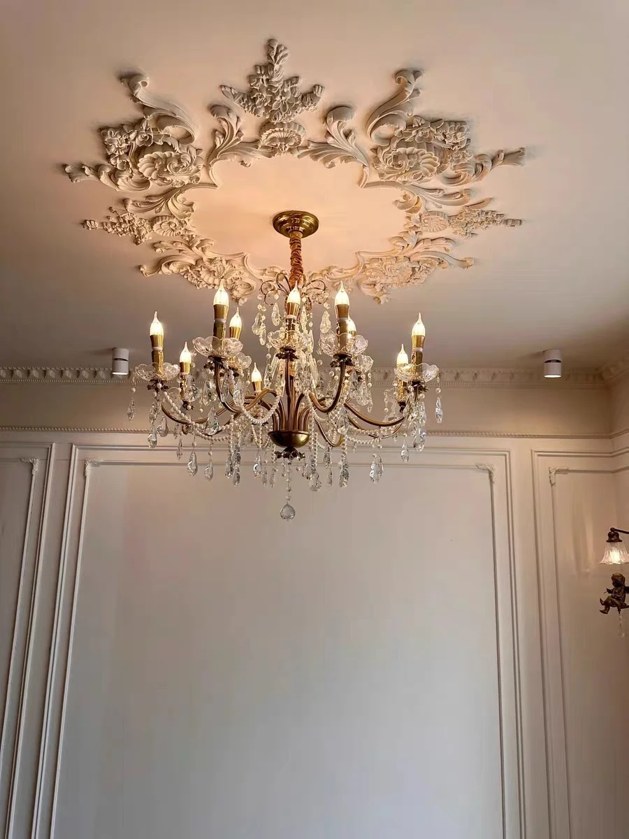 ثريا لؤلؤية كريستالية فرنسية، فيلا على الطراز الأوروبي الأمريكي، غرفة المعيشة، غرفة الطعام، تركيبات إضاءة غرفة النوم #3