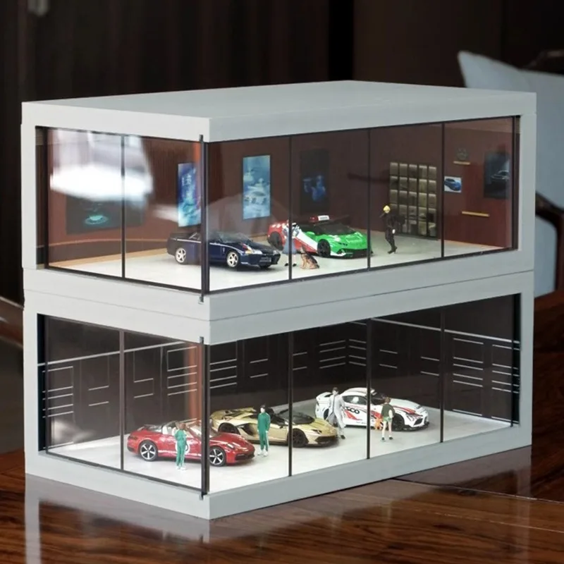 

Выставочный зал модели автомобиля 1:64, парковка, сцена гаража, пыленепроницаемая акриловая витрина с подсветкой, подарок.