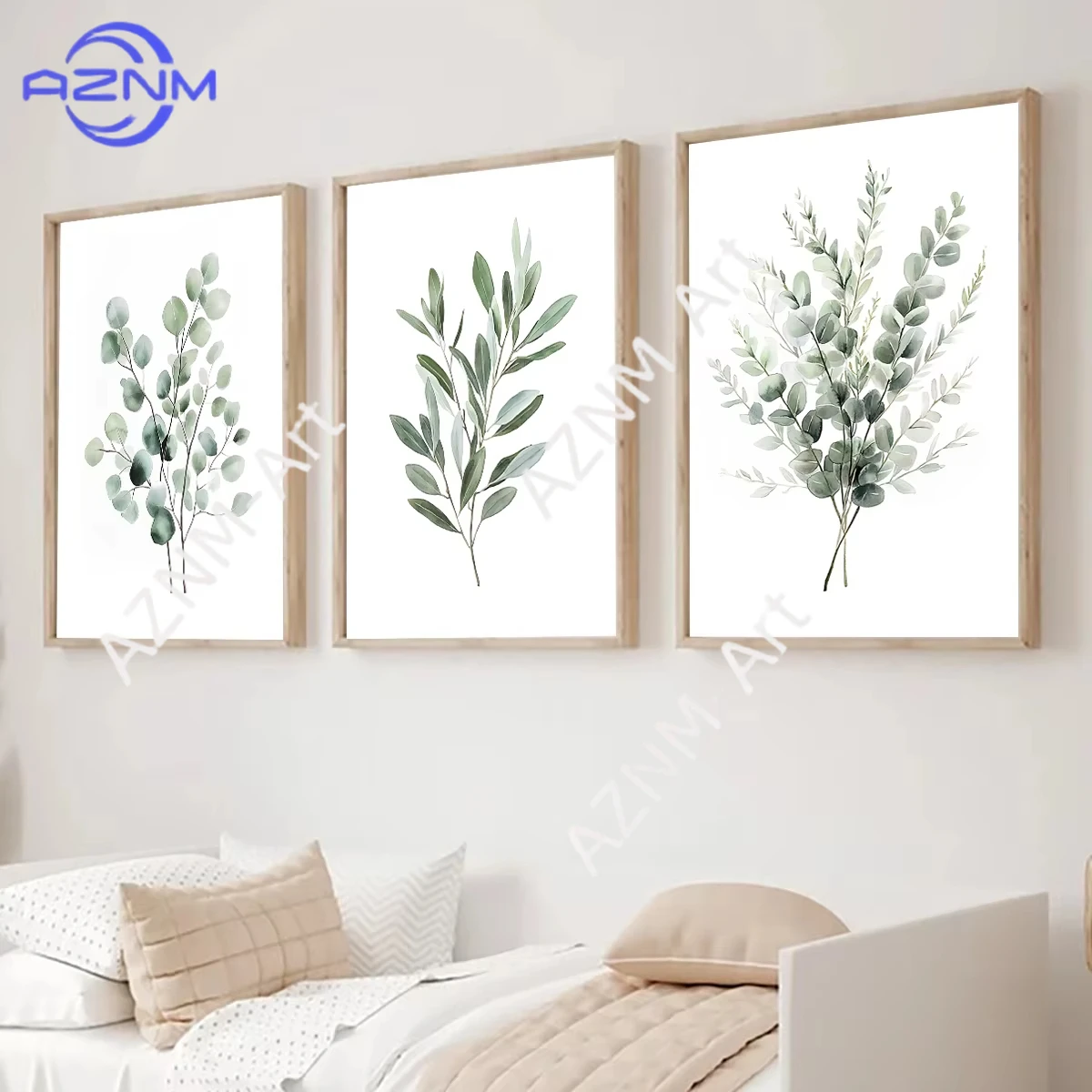 1 Pieza/3 Piezas, Póster con Estampado de Hojas Verde Salvia Estilo Bohemio, Impresiones Artísticas Botánicas Modernas, Arte de Pared, Decoración del Hogar, Póster Artístico, Regalos