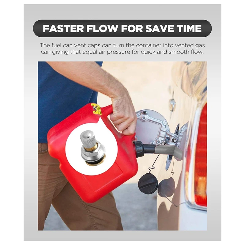 Paquete de ABNO-6 tapas de ventilación del tanque de combustible, tapas de ventilación de jarra de gas a prueba de fugas que mejoran el flujo, kit de tapa de ventilación de lata de gas de metal