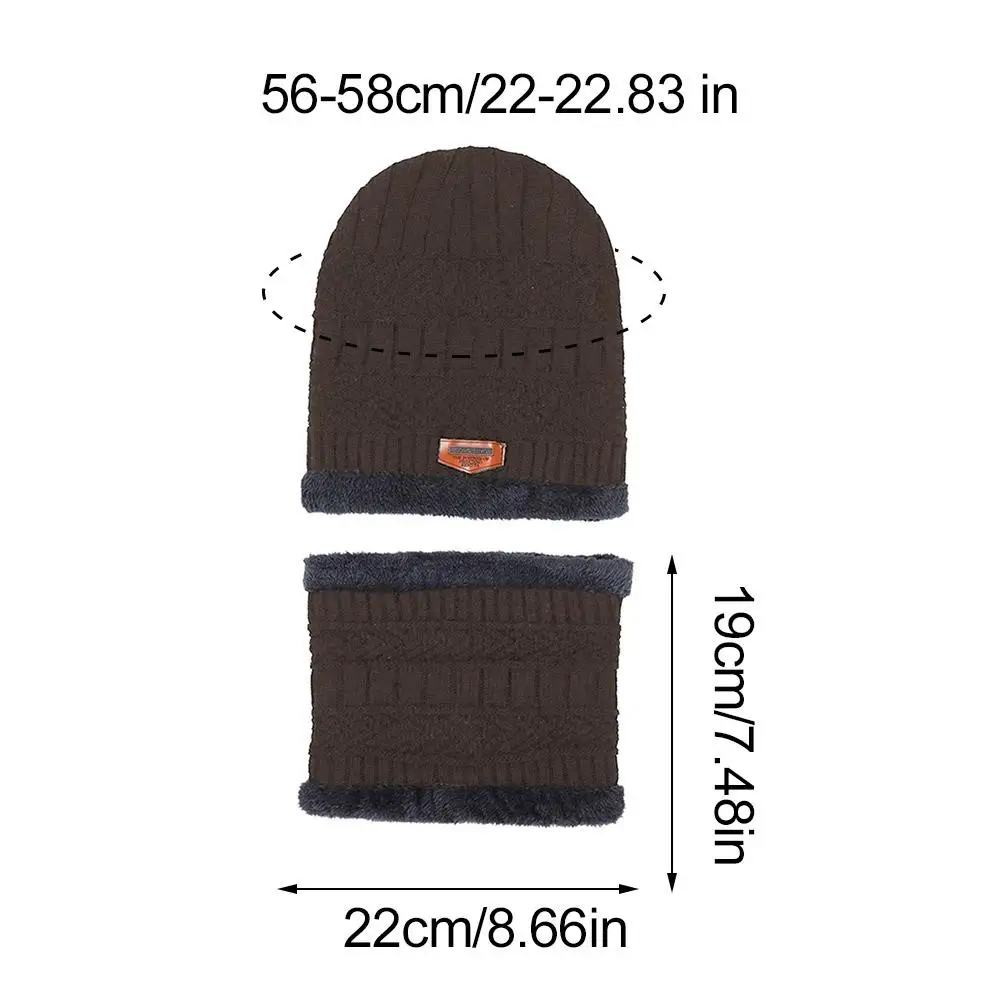 Gorro de inverno com lenços para homens, chapéu de malha, gorro feminino de lã grossa, cachecol de pescoço, balaclava, máscara, chapéus
