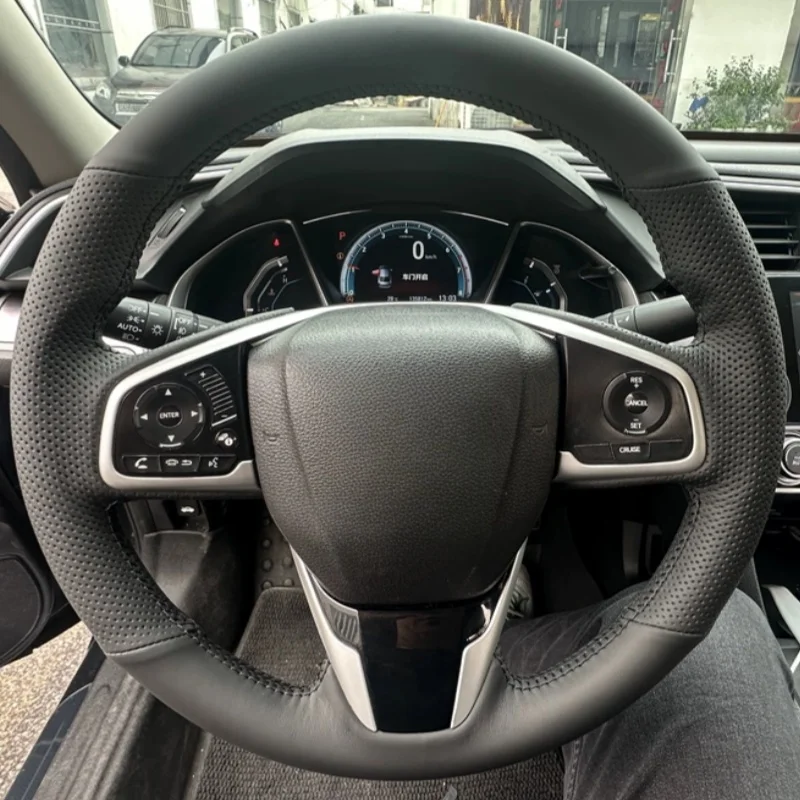 

Плетеный чехол на руль автомобиля, ручное шитье из натуральной кожи для Honda Civic 10th CRV Clarity LX 2016 2017 2018 2019-2021