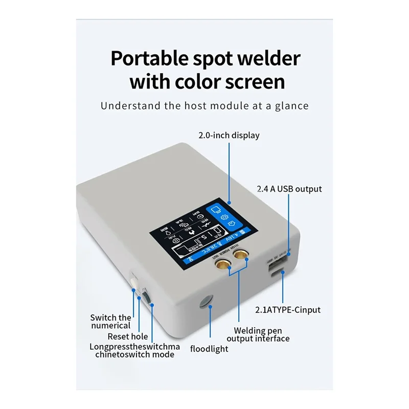 

Portable 80 Gear Spot Welder 2.0 Inch High Definition Color Screen LED Lighting 18650 Lithium Battery DIY-B61B