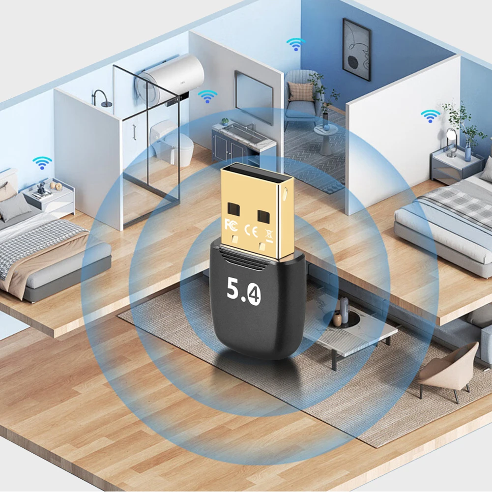 Usb bluetooth-compatível 5.4 adaptador transmissor de áudio receptor driver livre receptor de áudio de música para computador portátil