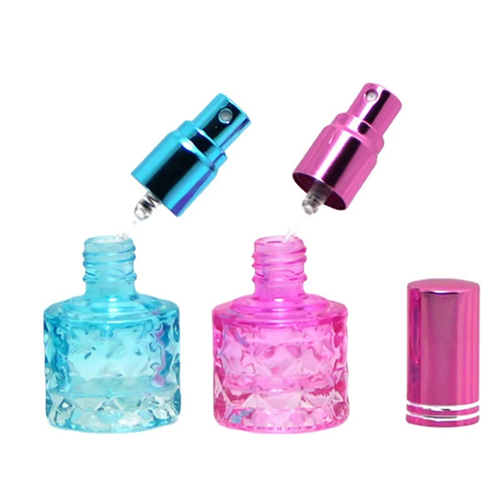 10ml Colorful Square Glass Perfume Bottle Empty Spray Bottle Portable Travel Cosmetic Sample Vial Refillable Atomizer for Travel