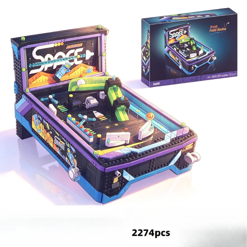 Creative Arcade Game Bricks Kit, 2274PCS Vintage Pinball Machine Building Blocks Model, Exquisite Home Desktop Decoration, High